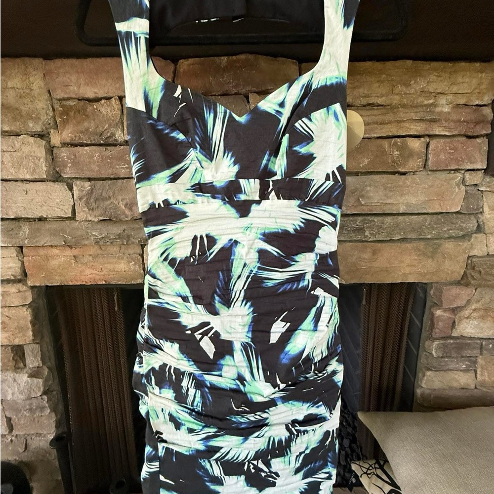 Elegant Black and Blue Patterned Dress